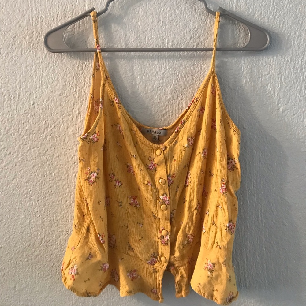 Yellow floral tank top